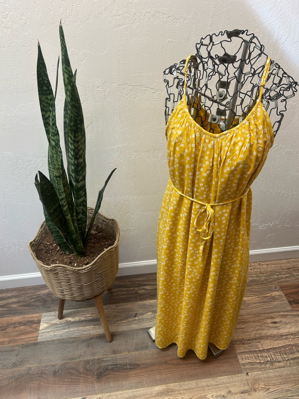 dip Yellow Floral Tie-Waist Midi Dress